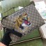 Gucci Portfolio Pouch in Beige GG Supreme with Tiger Print