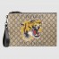 Gucci Portfolio Pouch in Beige GG Supreme with Tiger Print