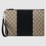 Gucci Portfolio Pouch in Beige GG Supreme Canvas with Leather