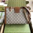 Gucci Padlock Small Shoulder Bag in GG Canvas with Brown Calfskin