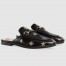 Gucci Women's Princetown Slippers in Black Leather with Bees and Stars