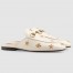 Gucci Women's Princetown Slippers in White Leather with Bees and Stars