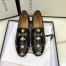 Gucci Women's Jordaan Loafers in Black Leather with Bees and Stars