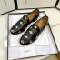 Gucci Women's Jordaan Loafers in Black Leather with Bees and Stars