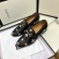 Gucci Women's Jordaan Loafers in Black Leather with Bees and Stars