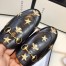 Gucci Women's Jordaan Loafers in Black Leather with Bees and Stars