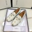 Gucci Women's Jordaan Loafers in White Leather with Bees and Stars