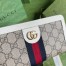 Gucci Ophidia Zip Around Wallet in Beige Canvas with White Leather