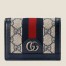 Gucci Ophidia Card Case Wallet in Blue GG Supreme Canvas