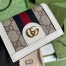 Gucci Ophidia Card Case Wallet in Beige Canvas with White Leather
