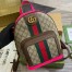 Gucci Ophidia GG Small Backpack in GG Canvas and Fuchsia Leather