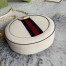 Gucci Ophidia GG Mini Round Shoulder Bag in White Leather