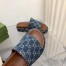 Gucci Platform Slide Sandals in Blue GG Denim
