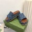 Gucci Platform Slide Sandals in Blue GG Denim