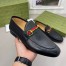 Gucci Women's Foldable Slim Horsebit Loafers in Black Leather with Web