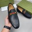 Gucci Women's Foldable Slim Horsebit Loafers in Black Leather with Web