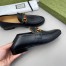 Gucci Women's Foldable Slim Horsebit Loafers in Black Leather with Web