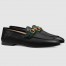 Gucci Women's Foldable Slim Horsebit Loafers in Black Leather with Web