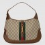 Gucci Jackie 1961 Medium Bag in GG Canvas with Brown Leather Trim