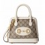 Gucci Horsebit 1955 Mini Top Handle Bag in GG Canvas with White Leather