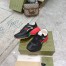 Gucci Men's Rhyton Sneakers in Black Leather Effect Fabric