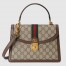 Gucci Ophidia GG Small Top Handle Bag in GG Canvas with Brown Leather