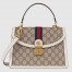 Gucci Ophidia GG Small Top Handle Bag in GG Canvas with White Leather