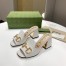 Gucci Horsebit Slide Sandals 75mm in White Leather