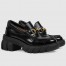 Gucci Women's Chunky Lug Sole Horsebit Loafers in Black Leather