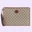 Gucci Portfolio Pouch in Beige GG Canvas with Interlocking G