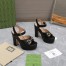 Gucci Platform Horsebit Sandals 120mm in Black Leather