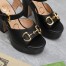 Gucci Platform Horsebit Sandals 120mm in Black Leather