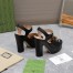 Gucci Platform Horsebit Sandals 120mm in Black Leather