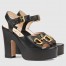 Gucci Platform Horsebit Sandals 120mm in Black Leather