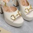 Gucci Platform Horsebit Sandals 120mm in White Leather