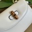 Gucci Bamboo 1947 Small Top Handle Bag in White Leather