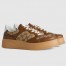 Gucci Men's Sneakers in Beige GG Canvas with Brown Leather