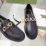 Gucci Women's Loafers in Black Leather with Gucci Logo