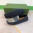 Gucci Men's Drive Loafers in Blue Leather and GG Supreme Canvas