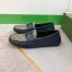 Gucci Men's Drive Loafers in Blue Leather and GG Supreme Canvas