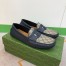 Gucci Men's Drive Loafers in Blue Leather and GG Supreme Canvas