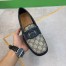 Gucci Men's Drive Loafers in Blue Leather and GG Supreme Canvas