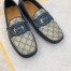 Gucci Men's Drive Loafers in Blue Leather and GG Supreme Canvas