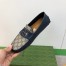 Gucci Men's Drive Loafers in Blue Leather and GG Supreme Canvas