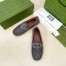 Gucci Men's Drive Loafers in Grey Leather and GG Supreme Canvas
