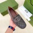 Gucci Men's Drive Loafers in Grey Leather and GG Supreme Canvas
