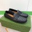 Gucci Men's Drive Loafers in Black Leather and GG Supreme Canvas