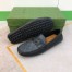 Gucci Men's Drive Loafers in Black Leather and GG Supreme Canvas