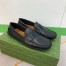 Gucci Men's Drive Loafers in Black Leather with Cut-out Interlocking G