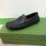 Gucci Men's Drive Loafers in Black Leather with Cut-out Interlocking G
